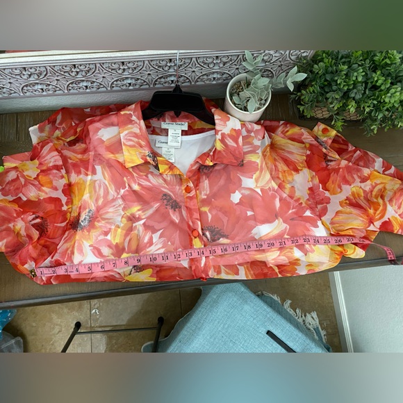 Graver Studio 3X Floral Sheer Blouse w/ Matching Tank | Vintage Style - Picture 9 of 9